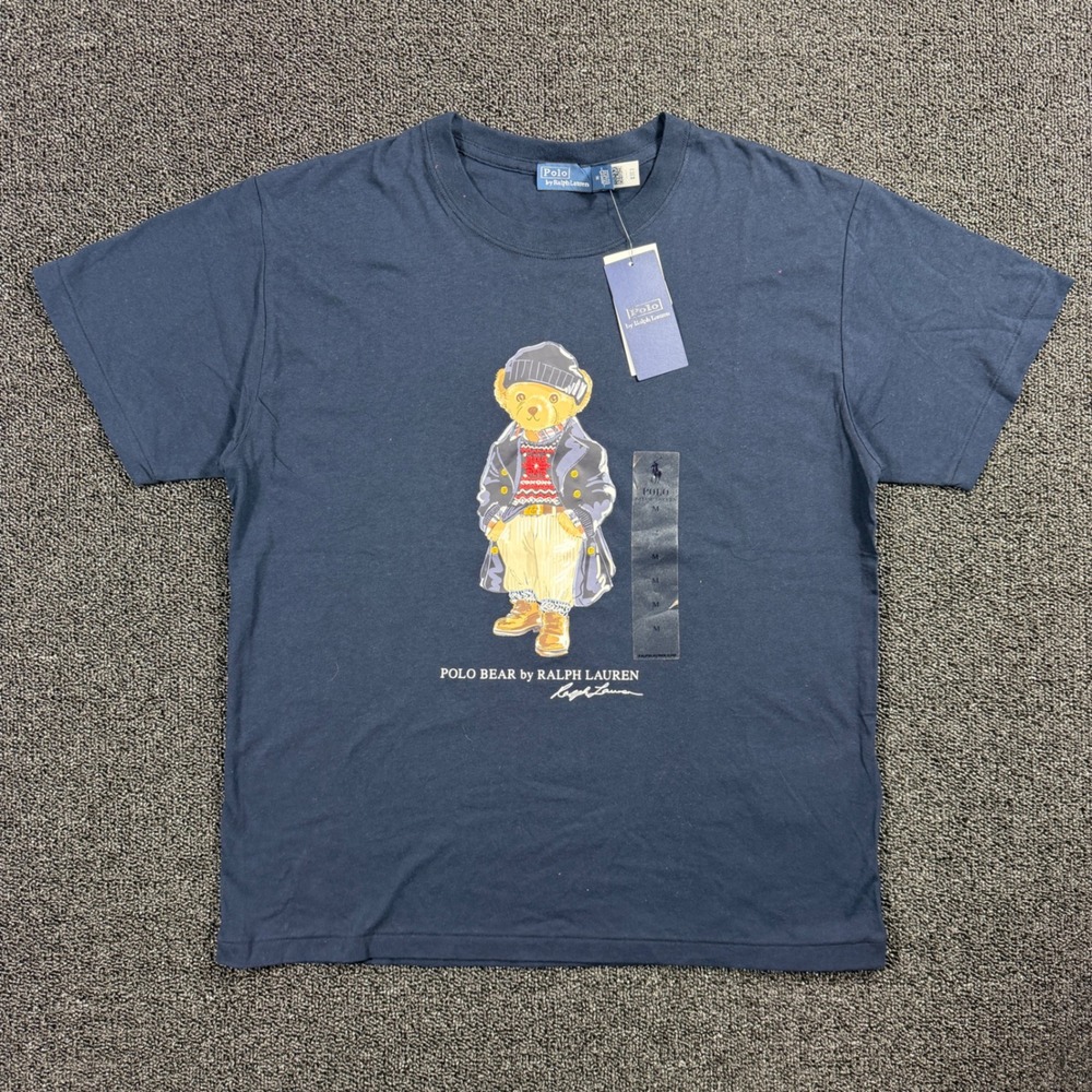 Polo Ralph Lauren Polo Bear Cotton Jersey Tee Navy Blue Shirt Women's Medium NWT